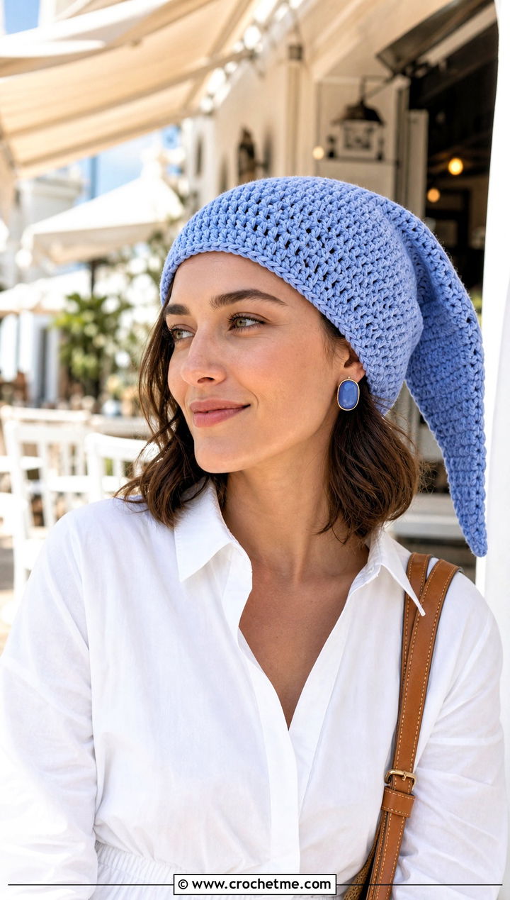 Soft Cotton Crochet Link Hat With Shirt Dress - 30 crochet link hat outfit ideas