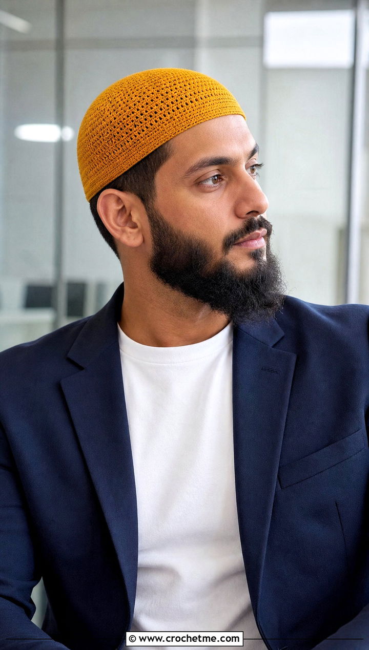 Solid Stitch Crochet Skull Cap With Blazer And T Shirt - 25 Mens Crochet Skull Cap outfit ideas