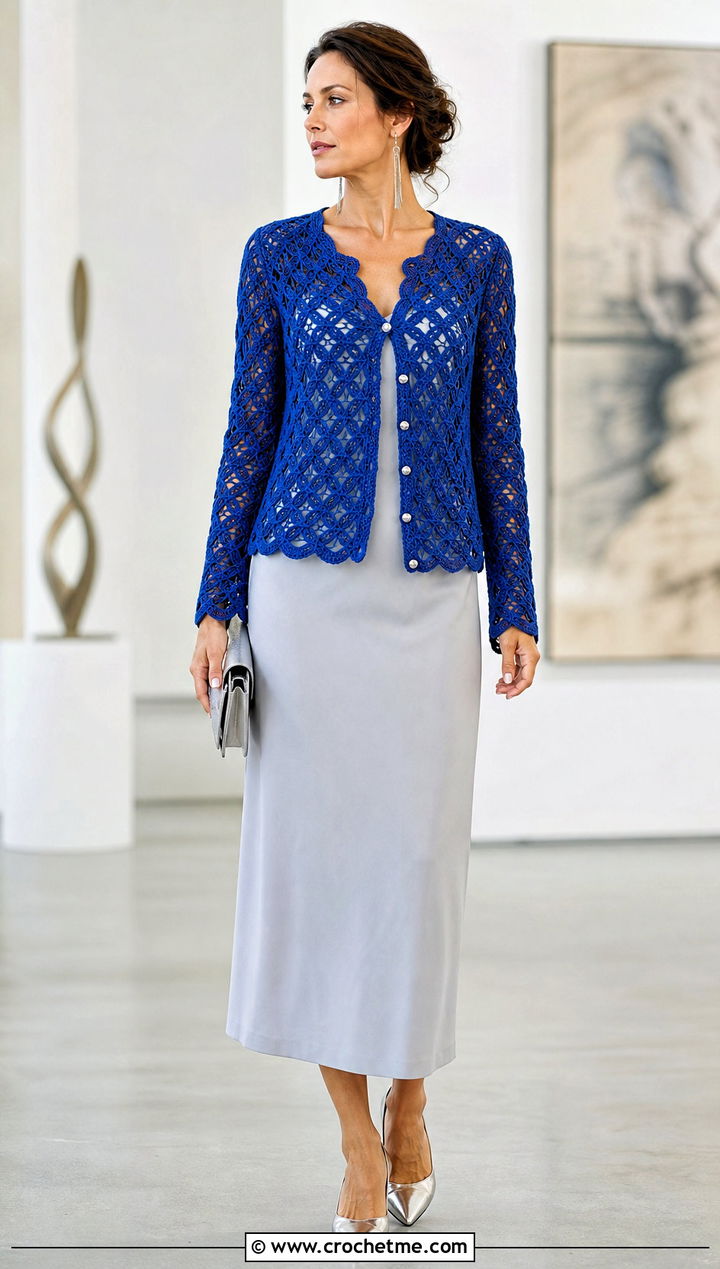 Solomon Knot Crochet Cardigan Top With Column Dress - 35 solomon knot crochet top outfit ideas