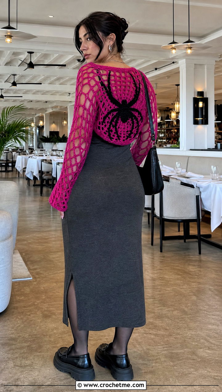 Spider Crochet Bolero With Tank Dress - 35 halloween crochet clothes and outfit ideas