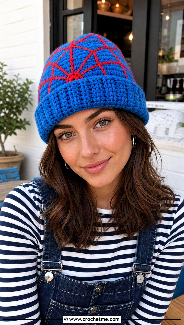 Spider Man Fisherman Crochet Beanie With Overalls - 25 spiderman crochet hat outfit ideas