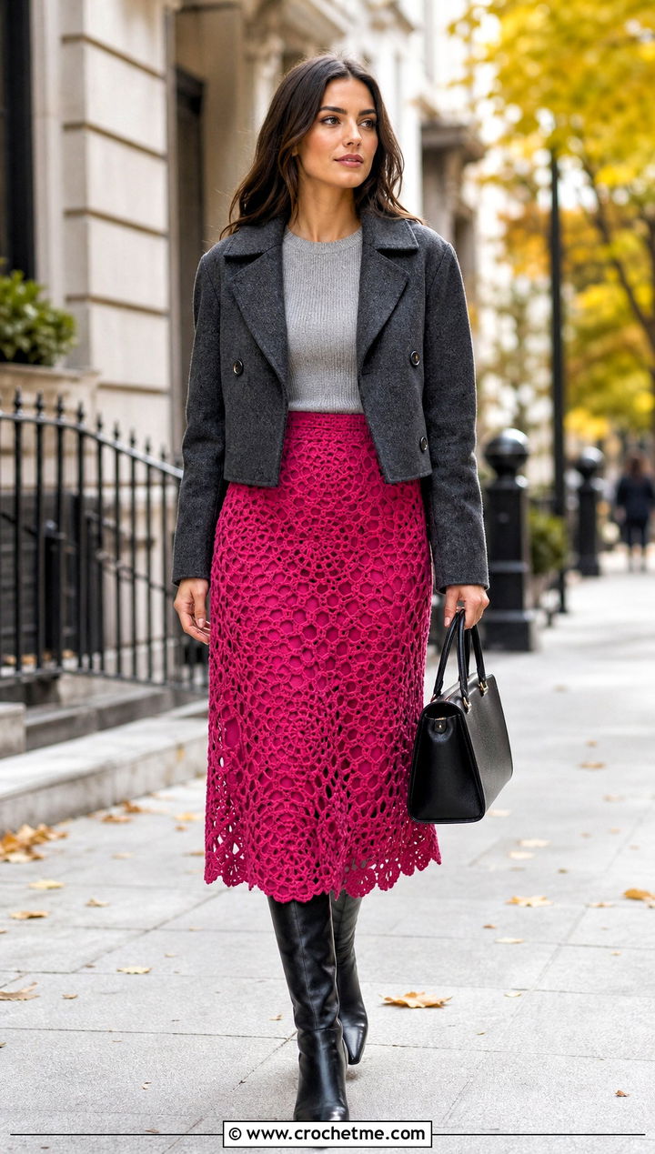 Spiderweb Crochet Midi Skirt Outfit - 25 Crochet Halloween Clothes and outfit ideas