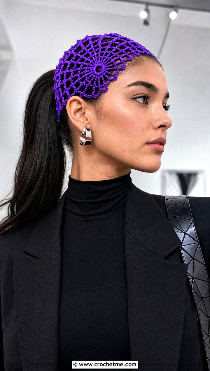 Spiderweb Lace Crochet Headband With Monochrome Black Outfit - 30 lace crochet headband outfit ideas