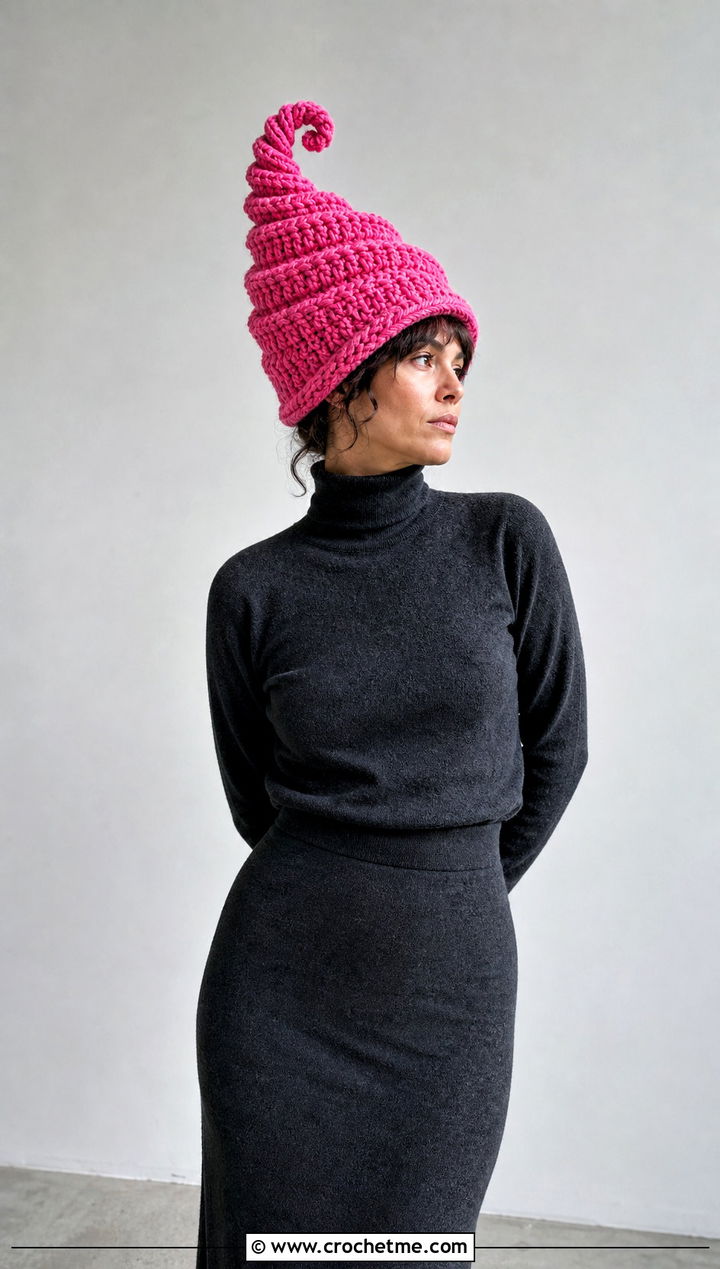Spiral Crochet Cindy Lou Who Hat With Monochrome Outfit - 20 Crochet Cindy Lou Who Hat outfit ideas