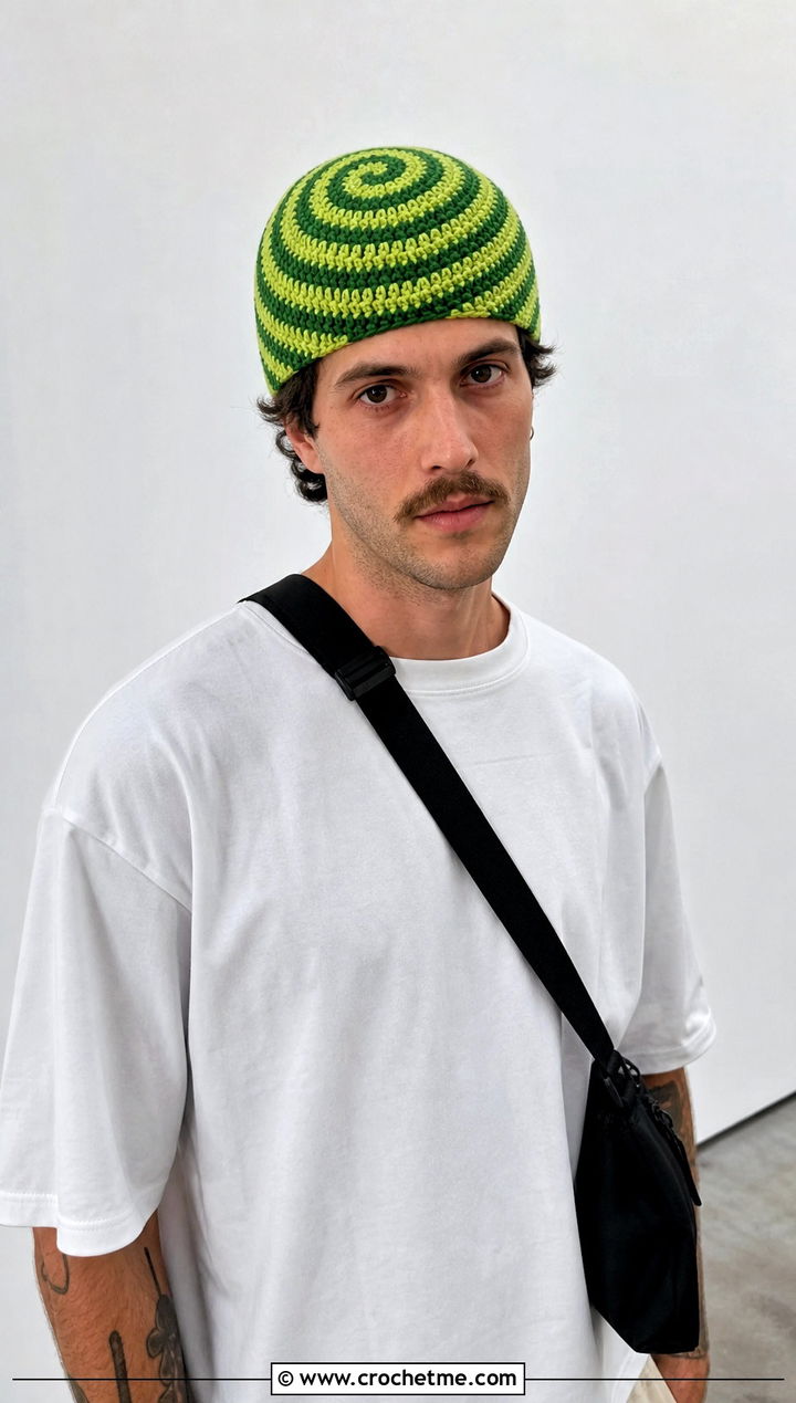 Spiral Crochet Hat With Minimalist Outfit - 30 male crochet hat outfit ideas