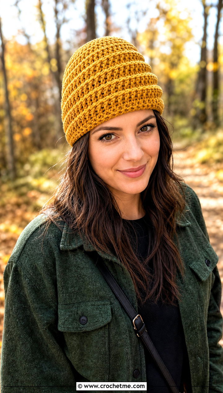 Spiral Crochet Toque With Shacket And Leggings - 25 Spiral Crochet Hat outfit ideas