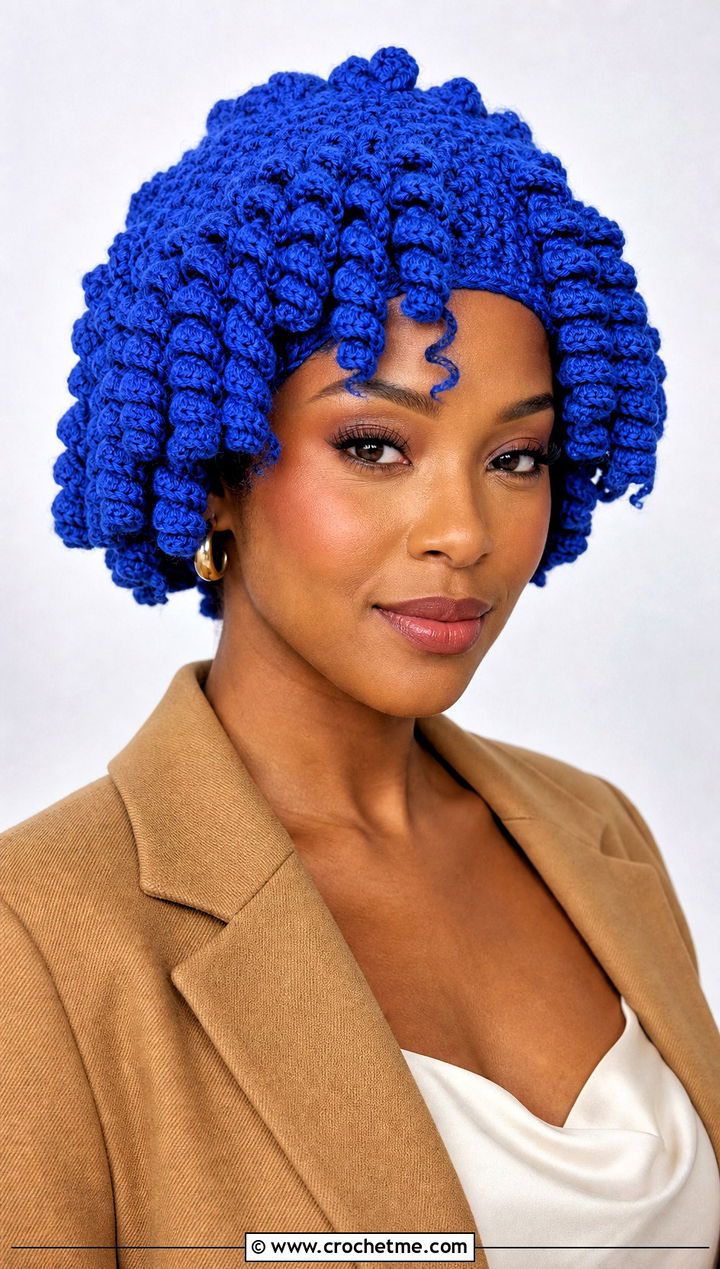 Spiral Curl Cabbage Patch Crochet Hat With Wide Leg Suit - 25 Cabbage Patch Crochet Hat outfit ideas