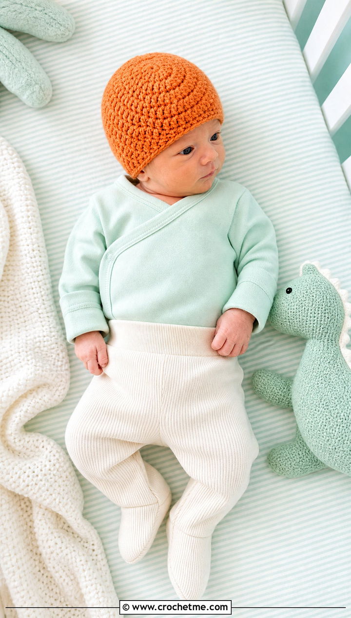 Spiral Stitch Crochet Beanie With Kimono Onesie - 25 premie crochet beanie outfit ideas