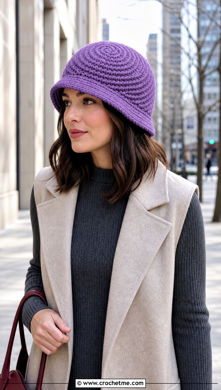 Spiral Stitch Crochet Cloche Hat With Knit Dress - 25 flapper style crochet cloche hat outfit ideas