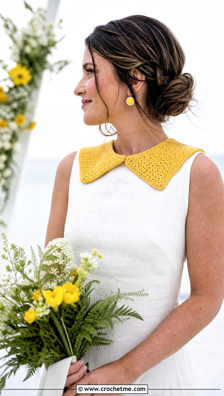 Square Crochet Collar With Linen Wedding Dress - 15 crochet collar for wedding dress diy outfit ideas