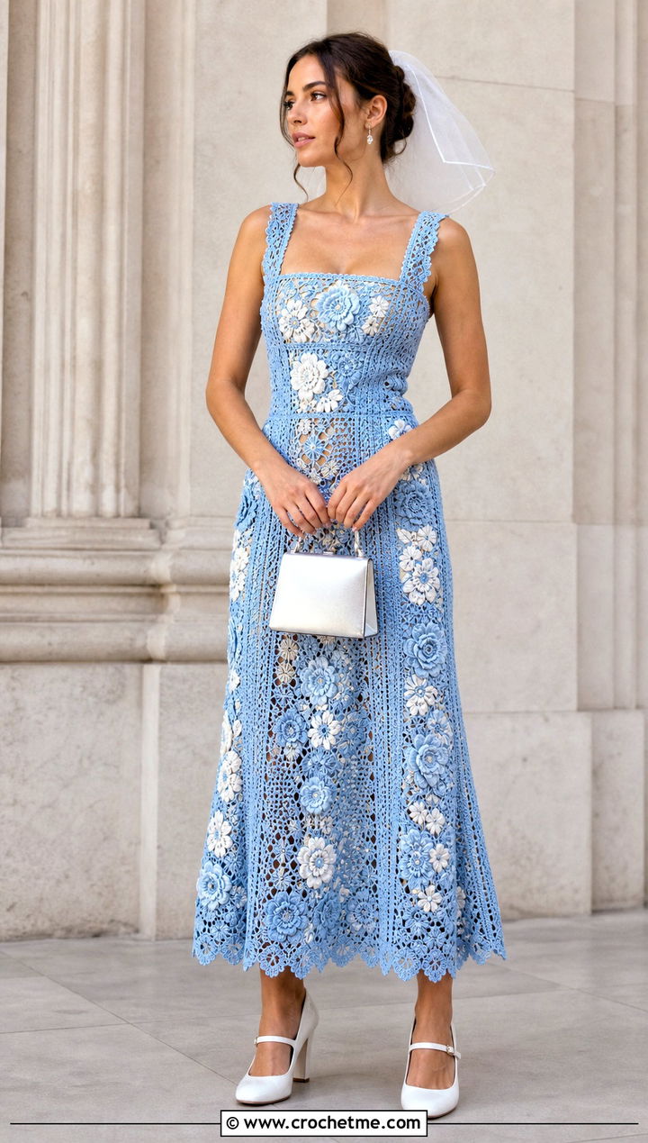 Square Neck Irish Crochet Wedding Dress With Mary Jane Heels - 30 Irish Crochet Wedding Dress outfit ideas