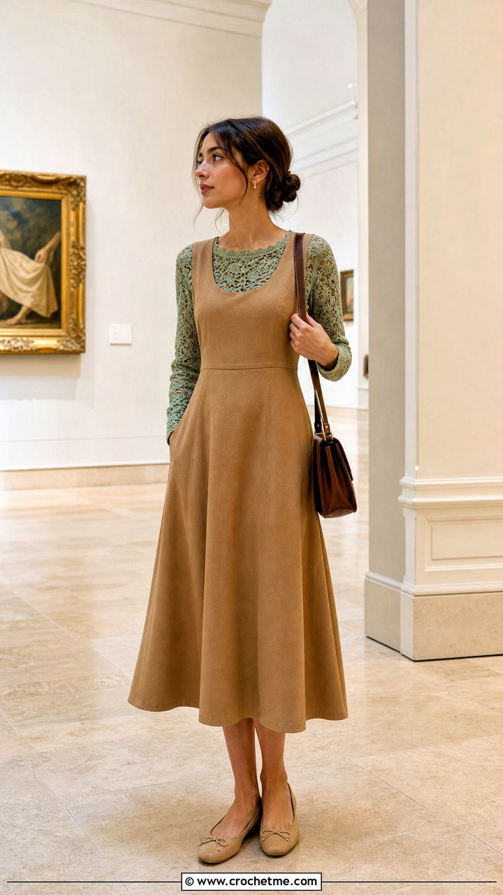 Square Neck Lace Crochet Top With Midi Dress - 35 lace crochet top outfit ideas