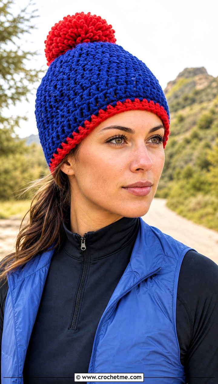Stan Chunky Pom Pom Beanie With Athleisure - 25 Crochet South Park Hat outfit ideas