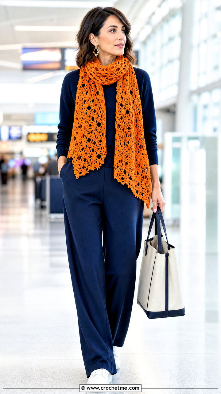 Star Lace Crochet Scarf With Matching Set And Sneakers - 35 crochet lace scarf outfit ideas
