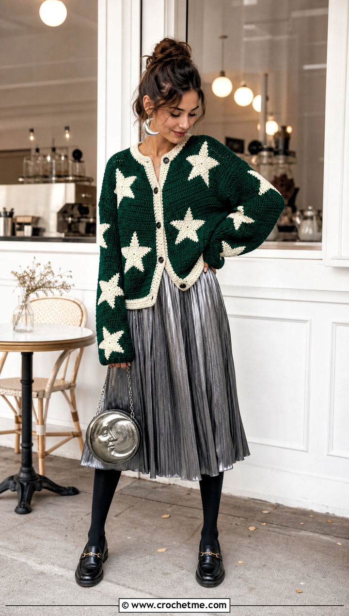 Star Motif Crochet Cardigan Moon Outfit - 30 crochet halloween outfit ideas