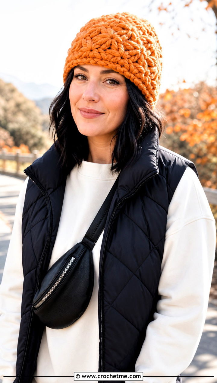 Star Stitch Chunky Crochet Beanie With Leggings - 20 Star Stitch Crochet Beanie outfit ideas