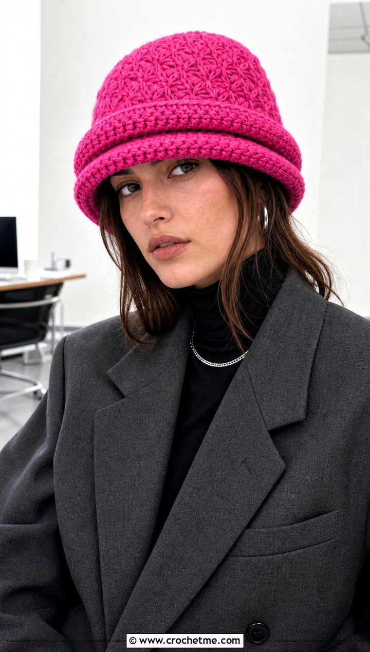 Star Stitch Double Brim Crochet Beanie With Blazer - 20 Star Stitch Crochet Beanie outfit ideas