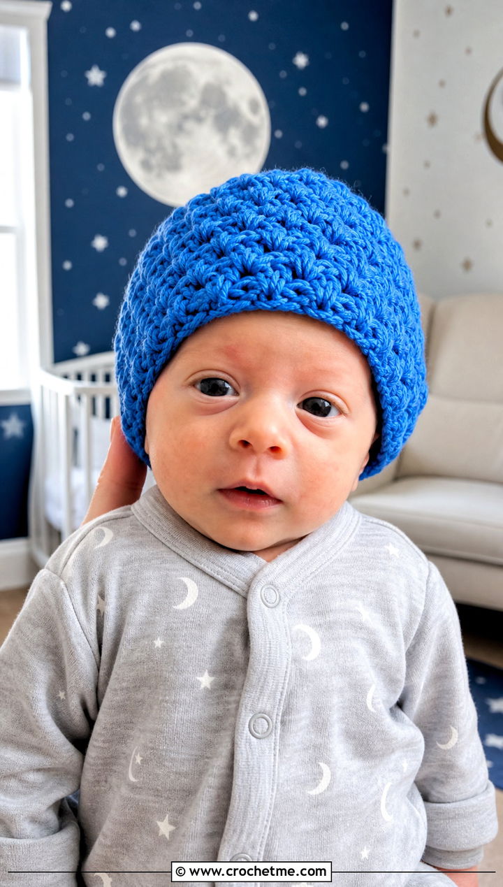 Star Stitch Preemie Beanie With Moon Print Sleeper - 30 crochet premie hats outfit ideas