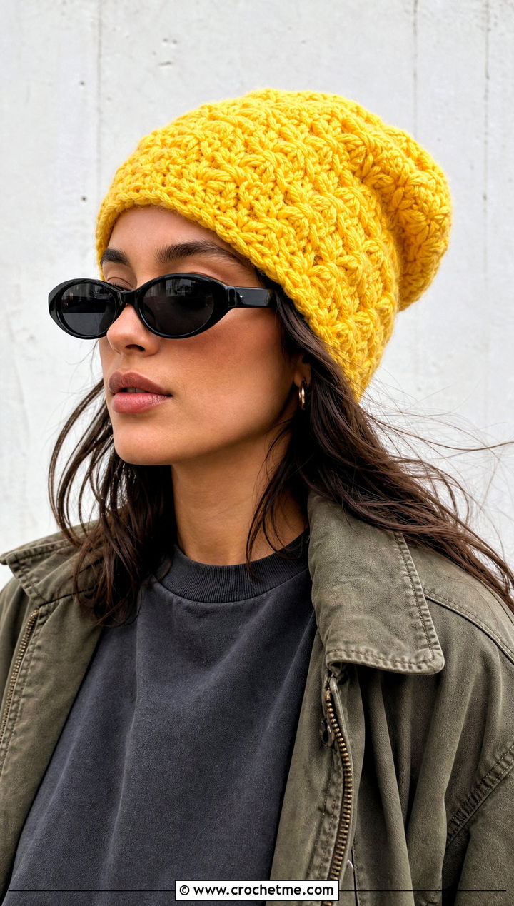 Star Stitch Slouchy Crochet Beanie With Cargo Pants - 20 Star Stitch Crochet Beanie outfit ideas