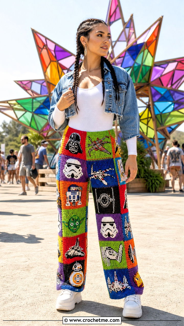 Star Wars Character Patch Crochet Pants With Bodysuit - 25 Star Wars Crochet Clothes and outfit ideas