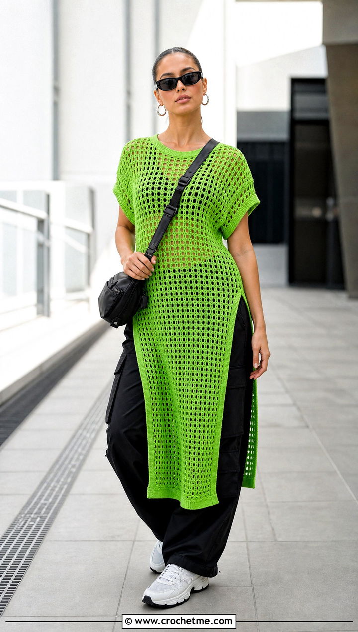 Stella McCartney Crochet T Shirt Dress With Cargo Pants - 15 Stella Mccartney Crochet Dress outfit ideas