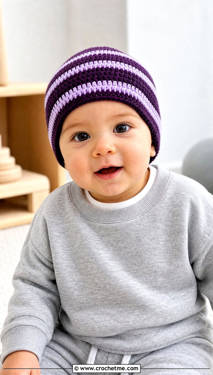 Striped Crochet Beanie With Sweatshirt Set - 15 12 month old crochet hat outfit ideas