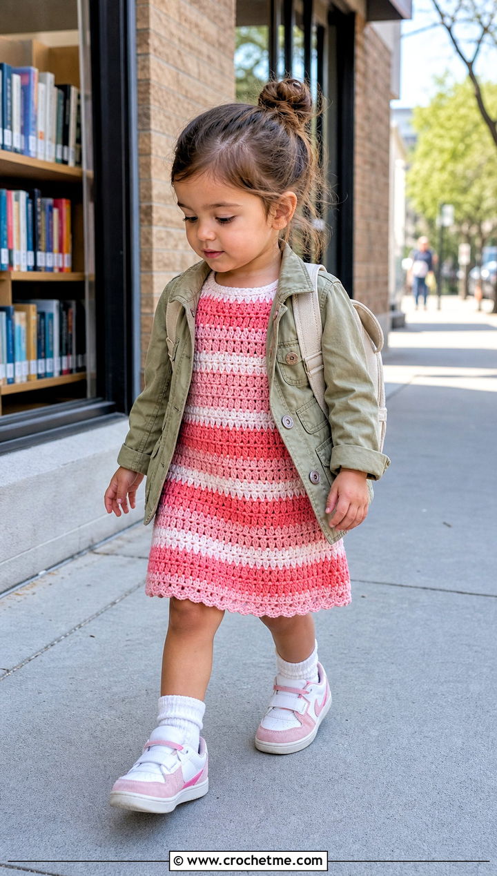 Striped Crochet Dress With Utility Jacket - 15 5T Crochet Dress outfit ideas