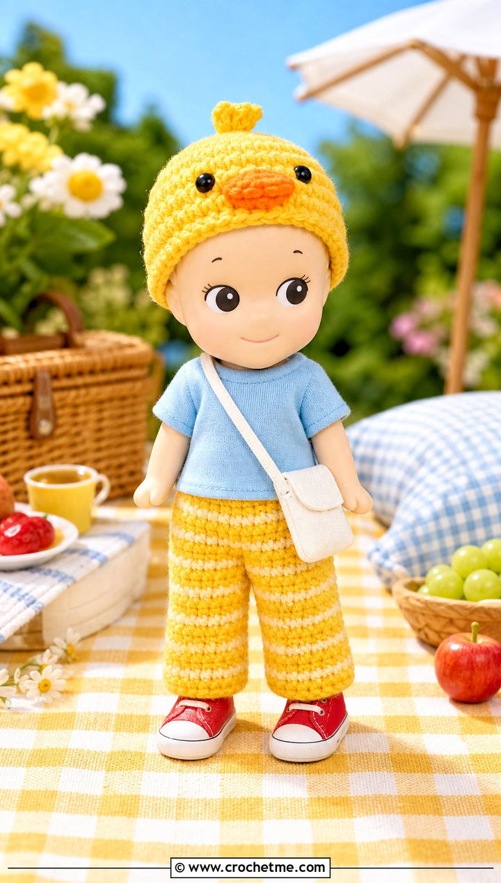 Striped Crochet Sonny Angel Pants With Cotton T Shirt - 20 Crochet Sonny Angel Pants outfit ideas