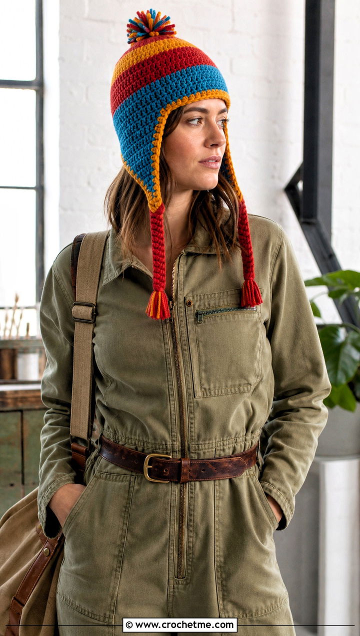 Striped Jayne Hat With Utility Jumpsuit - 15 Crochet Firefly Jayne Hat outfit ideas