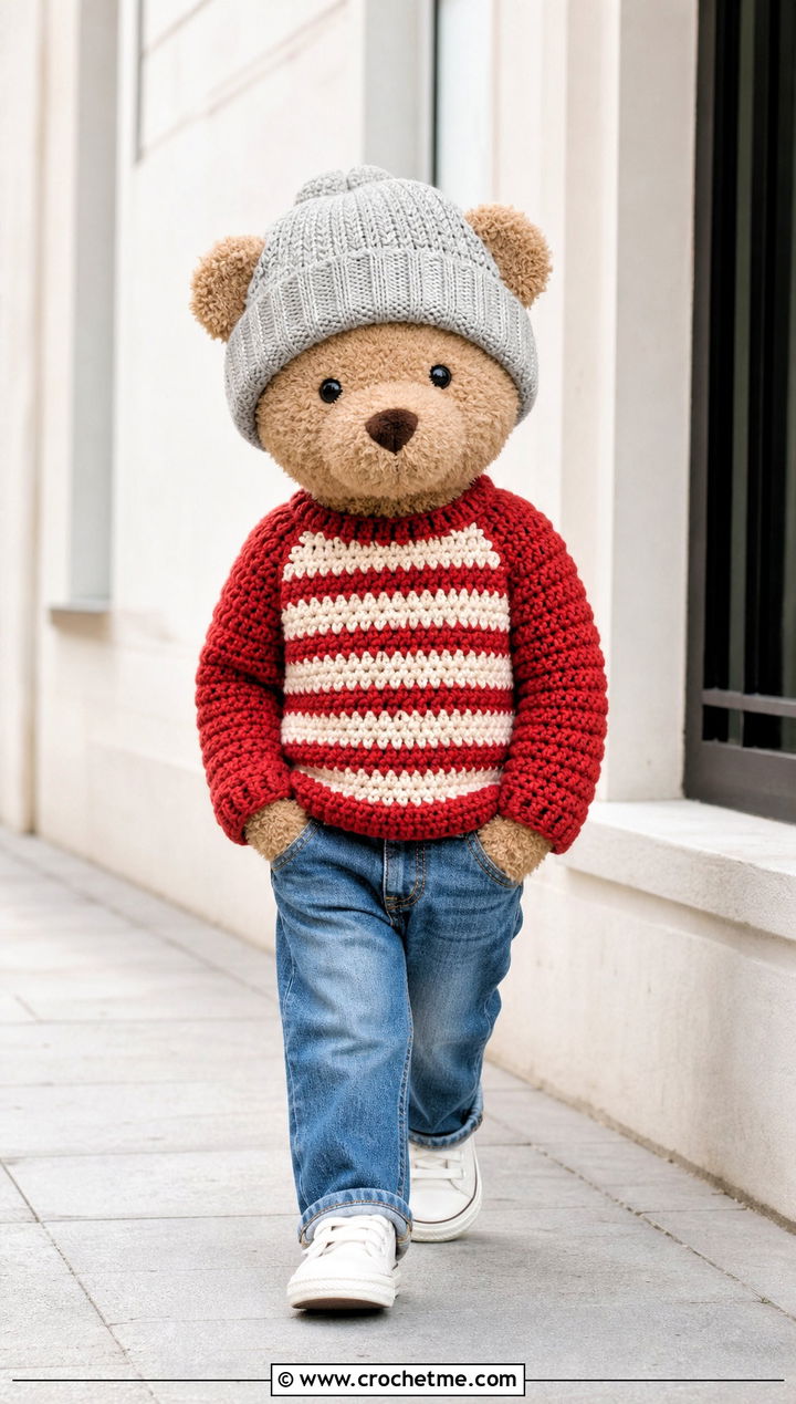 Striped Raglan Sweater With Straight Leg Jeans - 35 crochet jellycat clothes and outfit ideas
