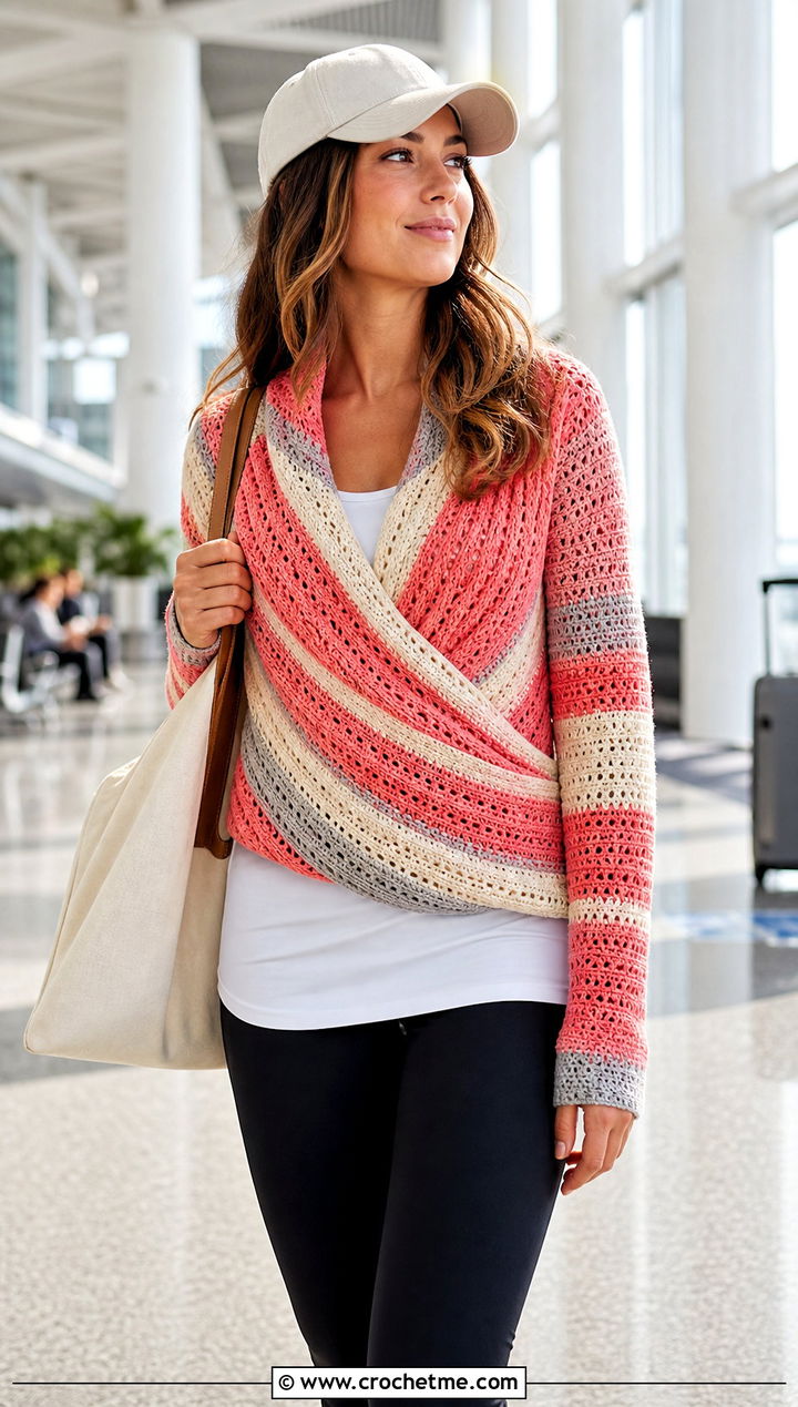 Striped Wrap Me Up Crochet Sweater Scarf With Leggings - 15 Wrap Me Up Crochet Sweater Scarf outfit ideas