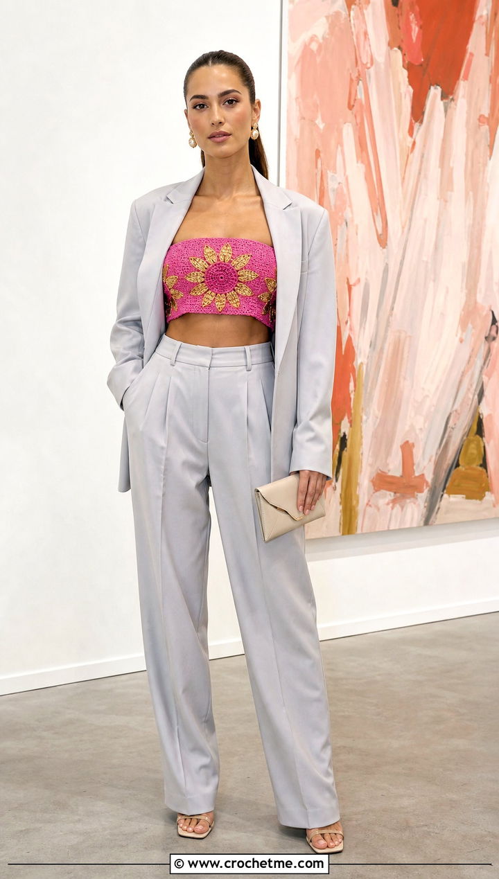 Sunflower Crochet Bandeau Top With Matching Suit - 25 sunflower crochet top outfit ideas