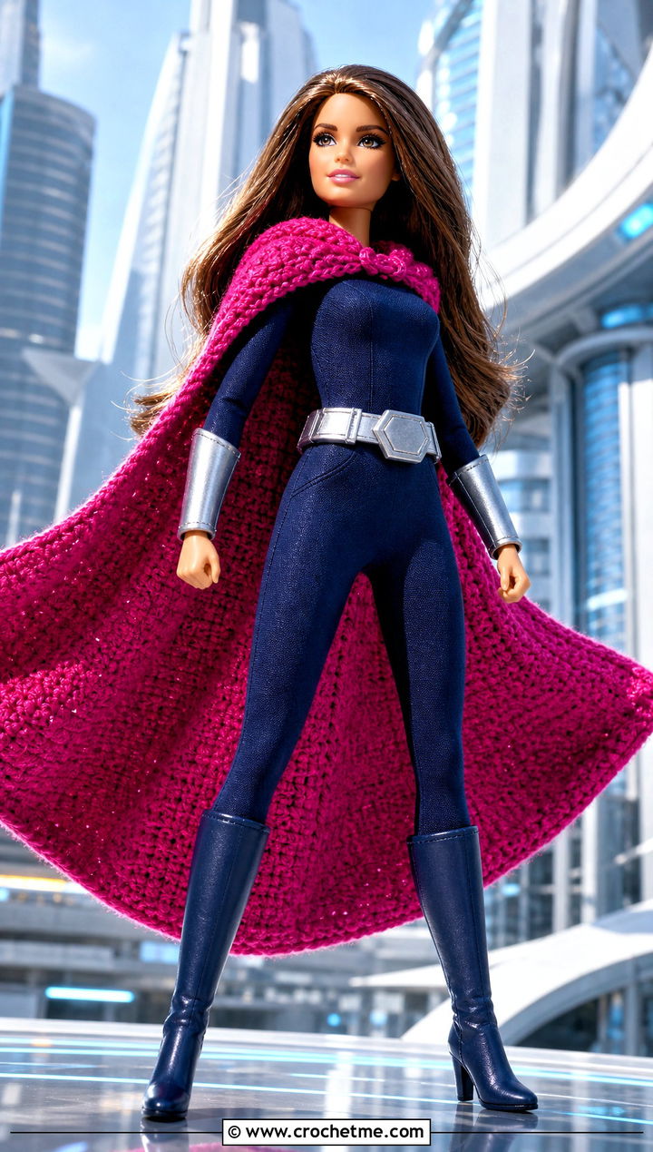Superhero Crochet Doll Cape With Bodysuit And Boots - 25 Crochet Doll Cape outfit ideas