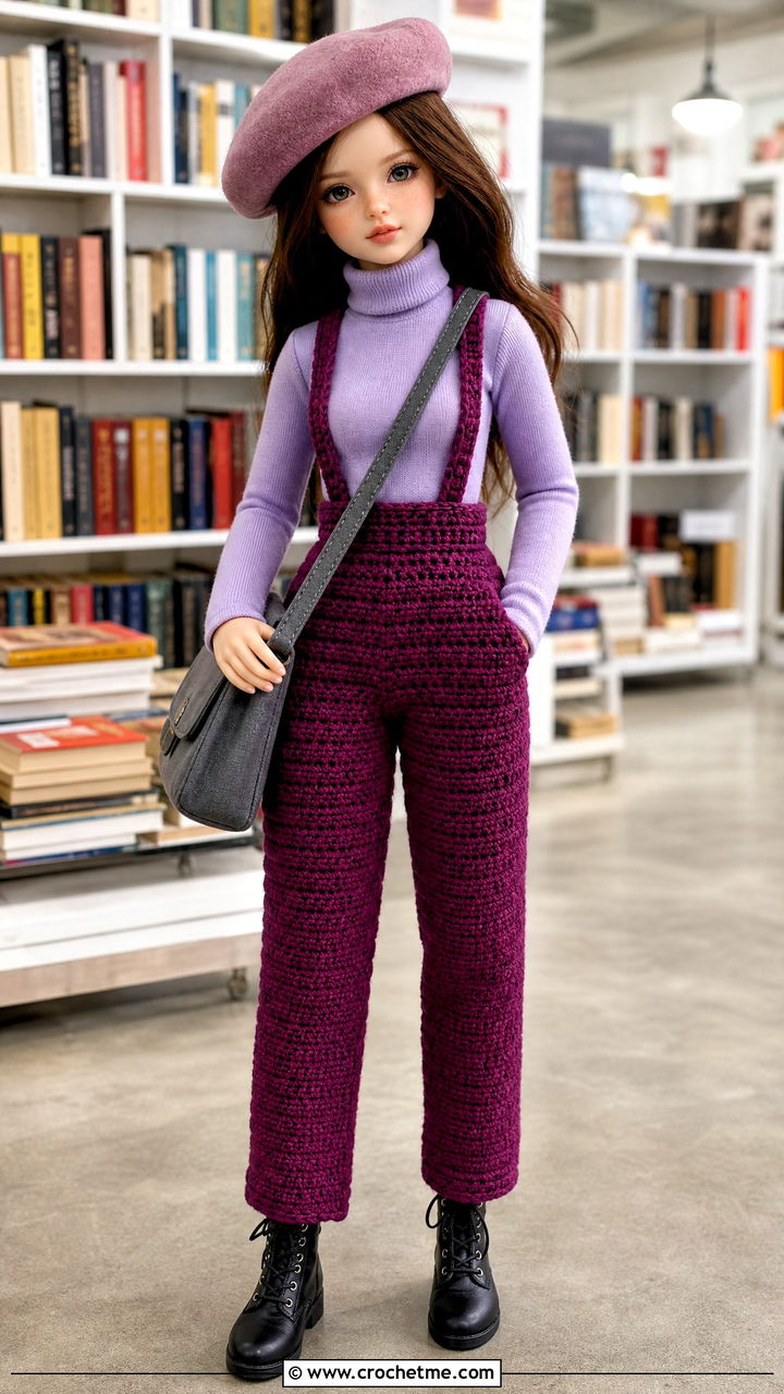 Suspender Crochet Doll Pants With Turtleneck - 35 crochet doll pants outfit ideas