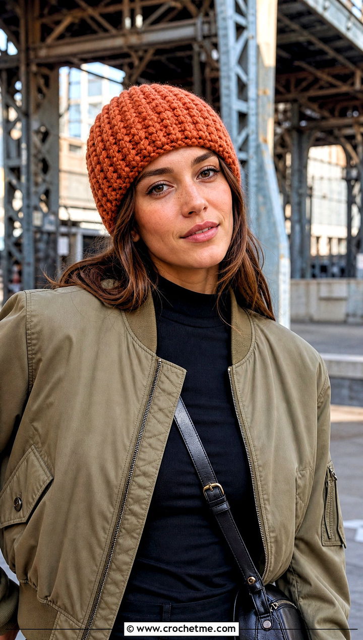 Suzette Stitch Bulky Crochet Beanie With Cargo Skirt - 30 bulky crochet beanie outfit ideas