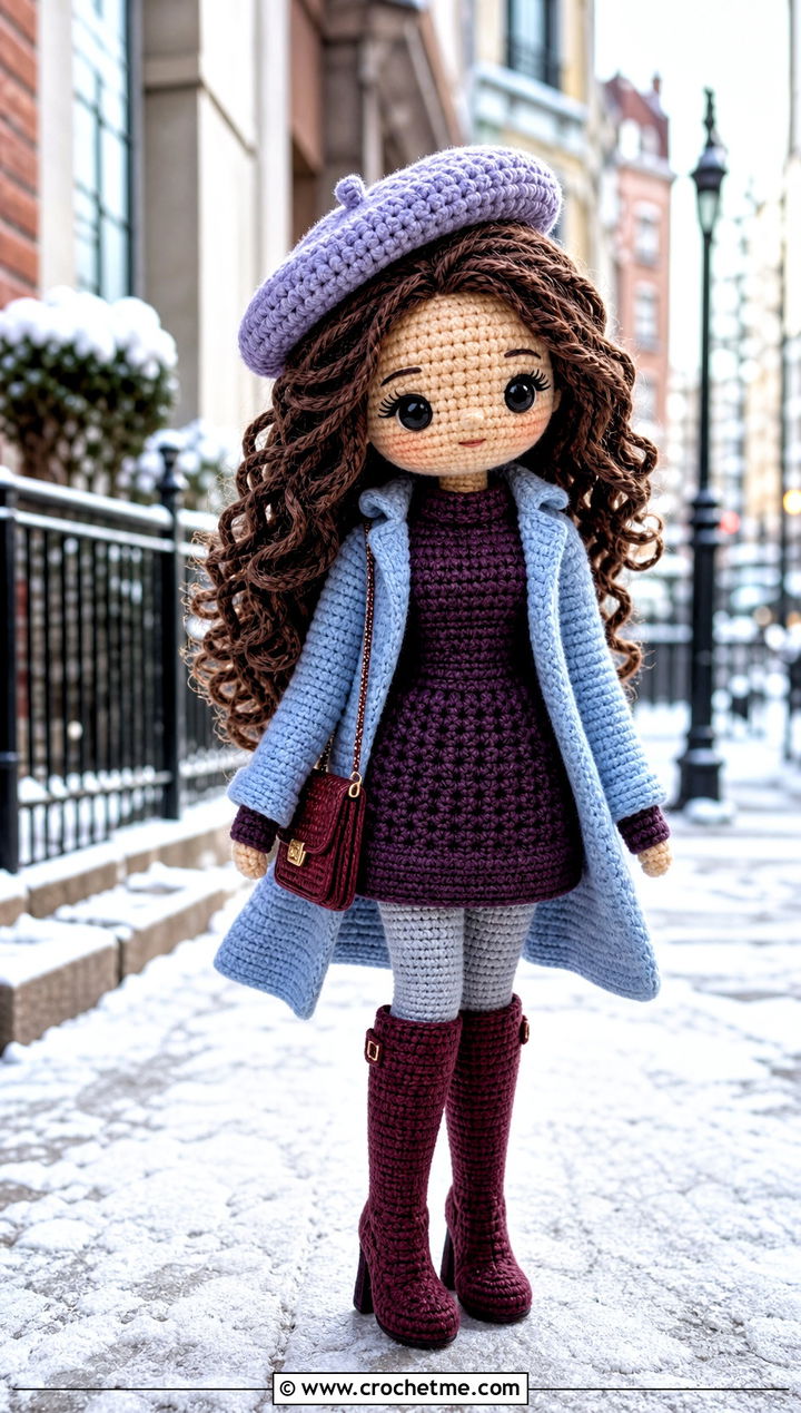 Sweater Crochet Doll Dress With Knee High Boots - 25 amigurumi crochet doll dress outfit ideas