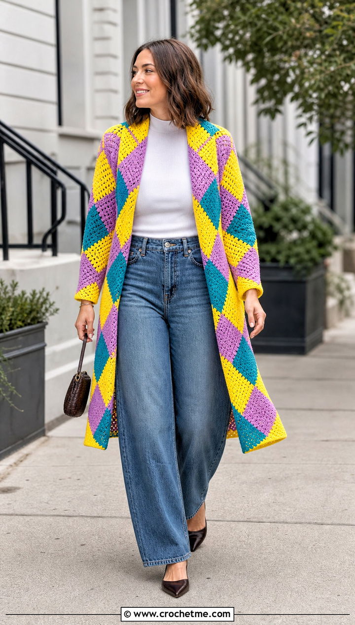 Swing Howl Crochet Coat With Barrel Jeans - 25 howl crochet coat outfit ideas