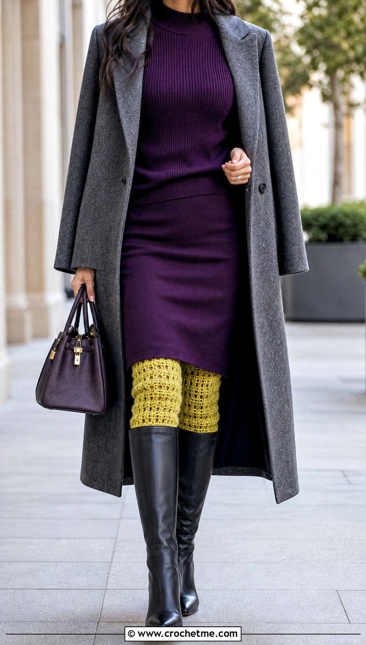 Tall Crochet Boot Toppers With Sweater Set - 35 crochet boot cuffs outfit ideas