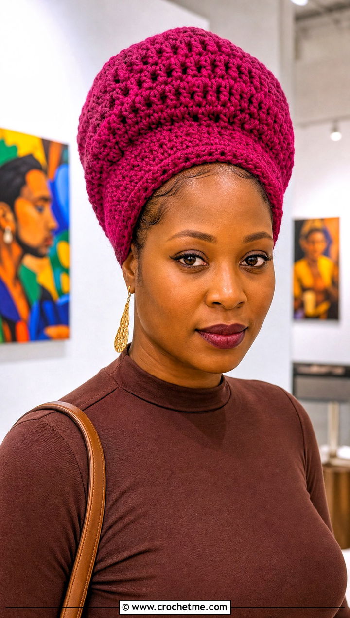 Tall Jamaican Crochet Crown Tam With Monochrome Outfit - 25 Jamaican Crochet Hat outfit ideas