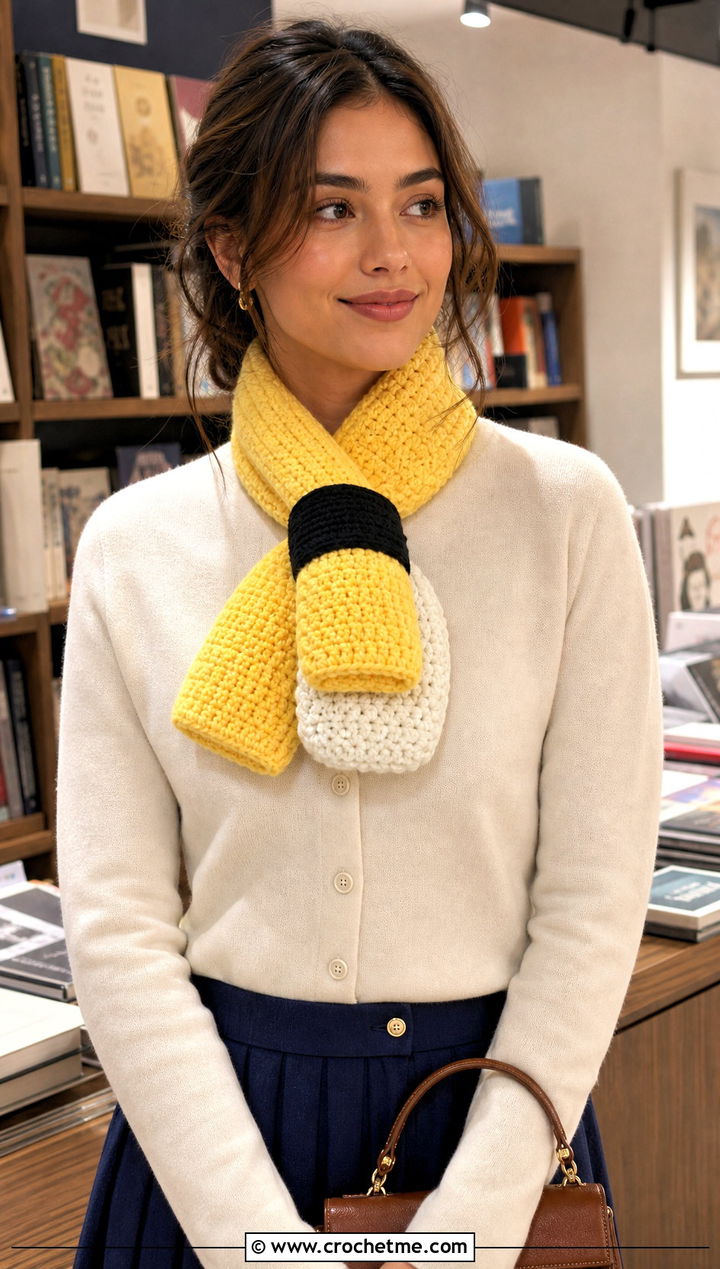 Tamago Nigiri Crochet Sushi Scarf With Pleated Skirt - 30 crochet sushi scarf outfit ideas
