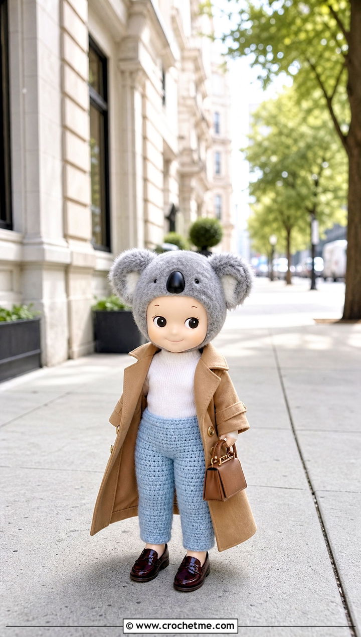 Tapered Crochet Sonny Angel Pants With Trench Coat - 20 Crochet Sonny Angel Pants outfit ideas