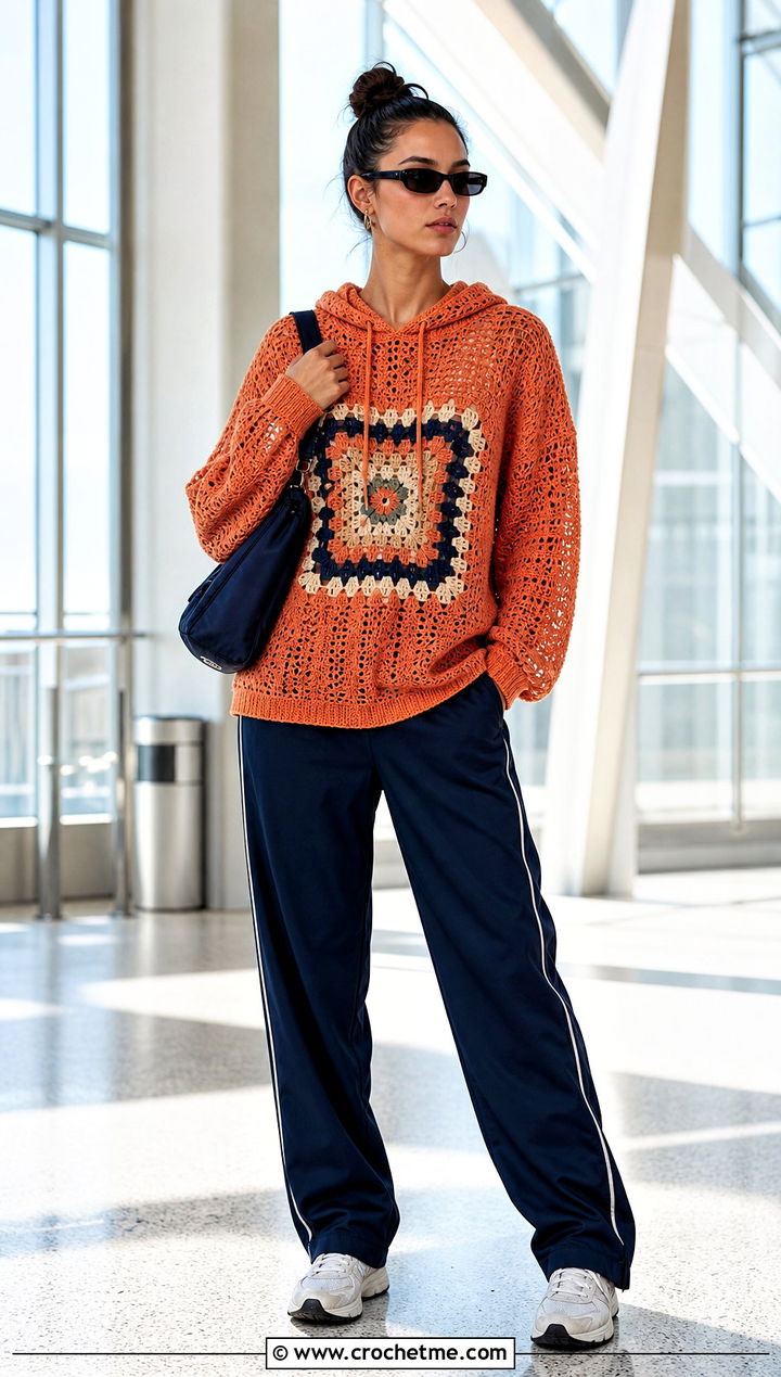 Tapestry Crochet Hoodie With Track Pants - 30 crochet tapestry clothes and outfit ideas