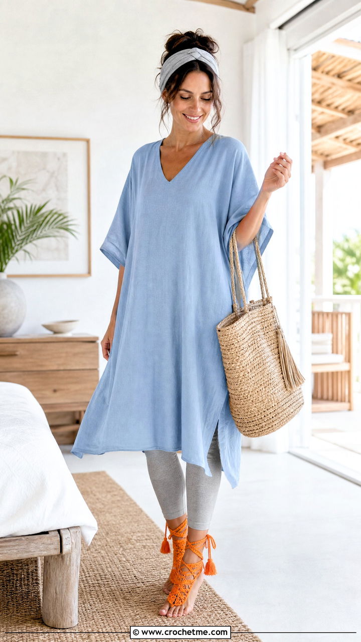 Tassel Tie Bed Socks With Kaftan Lounge Dress - 35 crochet bed socks outfit ideas