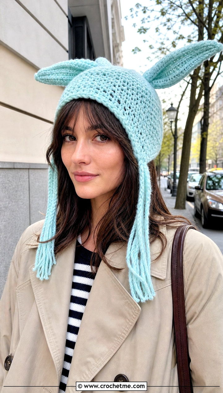 Tassel Tie Sincerity Is Scary Crochet Hat With Trench Coat And Wide Leg Jeans - 15 Sincerity Is Scary Crochet Hat outfit ideas