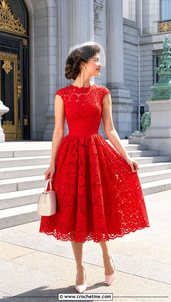 Tea Length Crochet Lace Wedding Dress - 30 crochet lace wedding dress outfit ideas