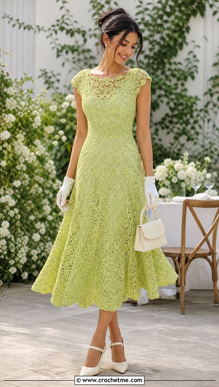 Tea Length Crochet Wedding Dress - 15 Elegant Crochet Wedding Dress outfit ideas