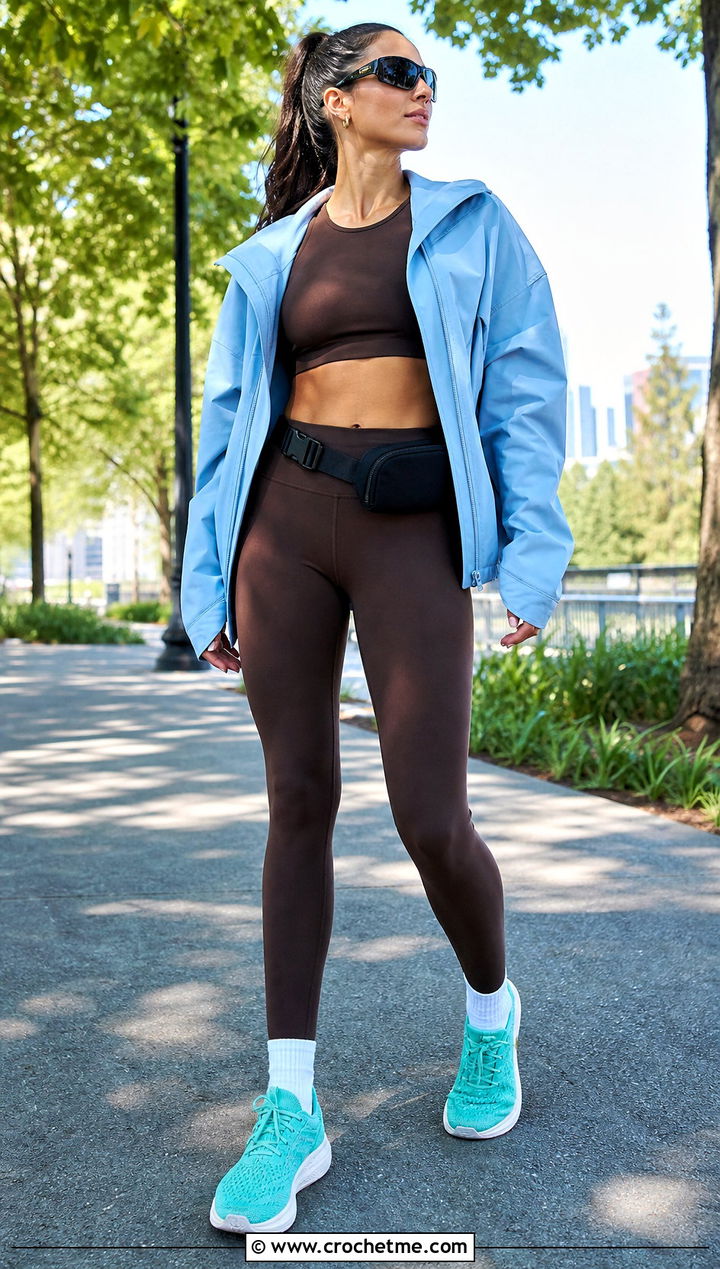 Teal Crochet Running Shoes With An Athleisure Set - 15 Teal Crochet Shoes outfit ideas