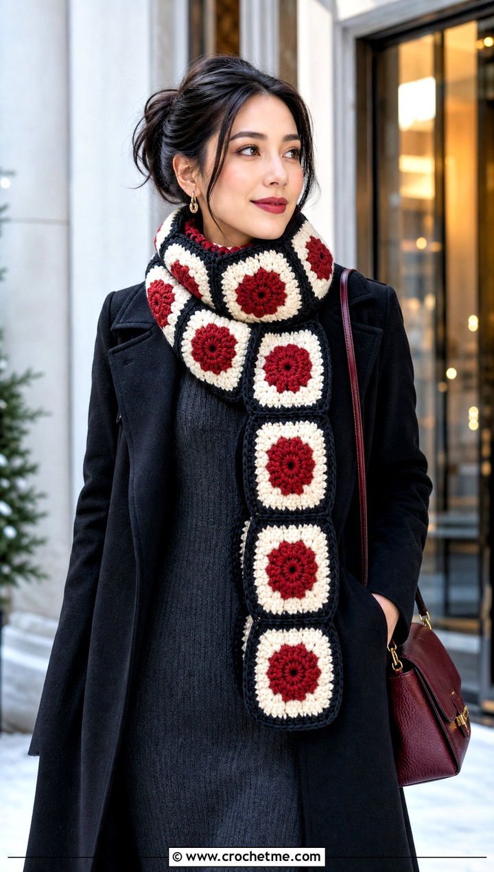 Tekka Maki Crochet Sushi Scarf With Sweater Dress - 30 crochet sushi scarf outfit ideas
