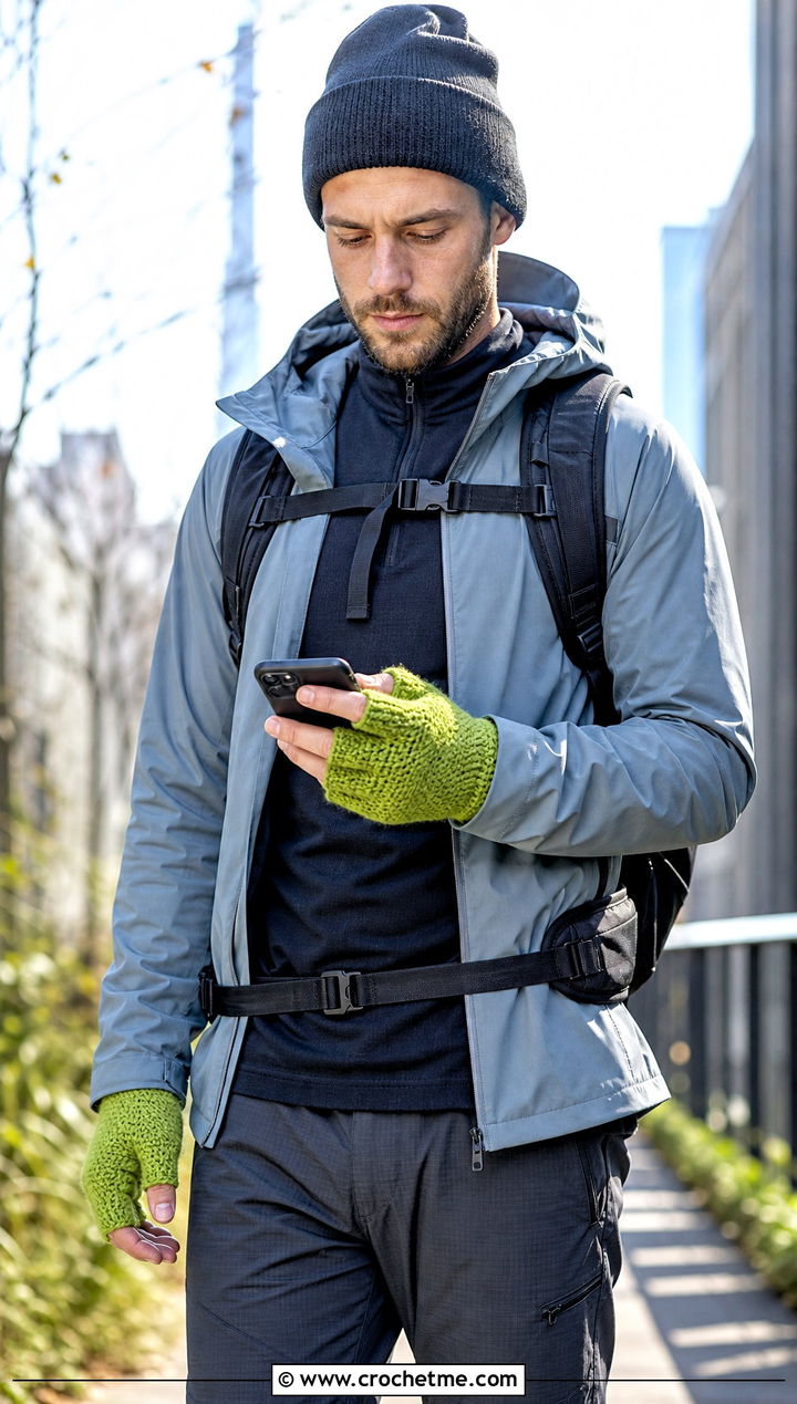 Texting Crochet Gloves With Technical Shell - 25 Crochet Mens Gloves outfit ideas