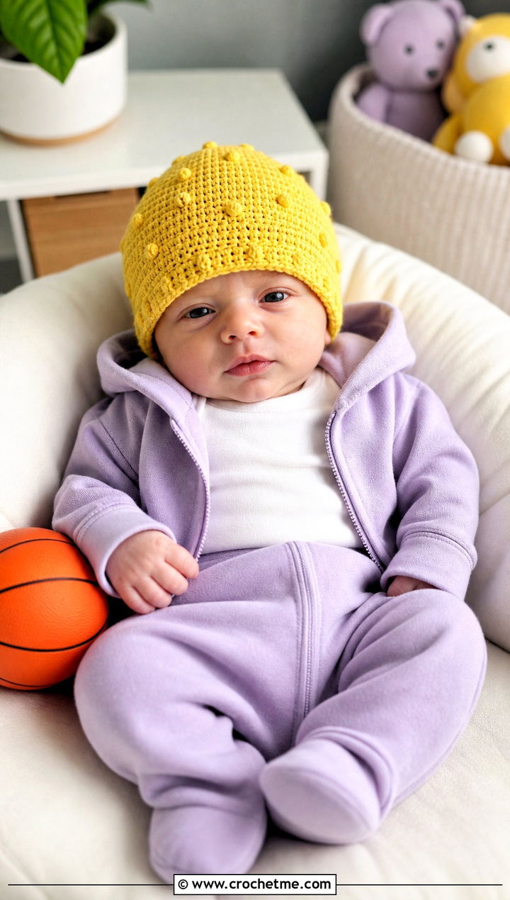 Textured Dot Crochet Beanie With Hoodie Set - 25 premie crochet beanie outfit ideas